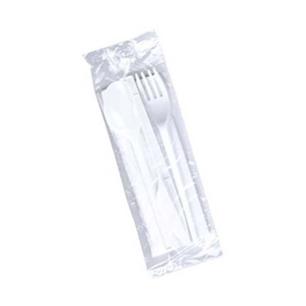 Tris Posate Monouso Plastica Confezionate -Forchetta,Cucchiaio,Coltello,Tovagliolo- 1000 pz