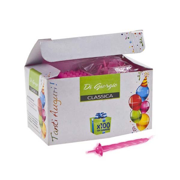 Candele Candeline in Cera per Compleanni con sottocandela Rosa e Azzurro -100 pz.-