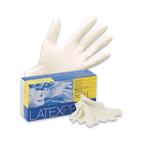 Guanti Monouso Lattice Talcati con polvere Ambidestri 100 pz. -TAGLIA L
