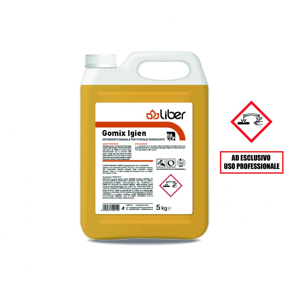 DETERGENTE MANUALE CONCENTRATO PER STOVIGLIE CON IGIENIZZANTE - 5Litri