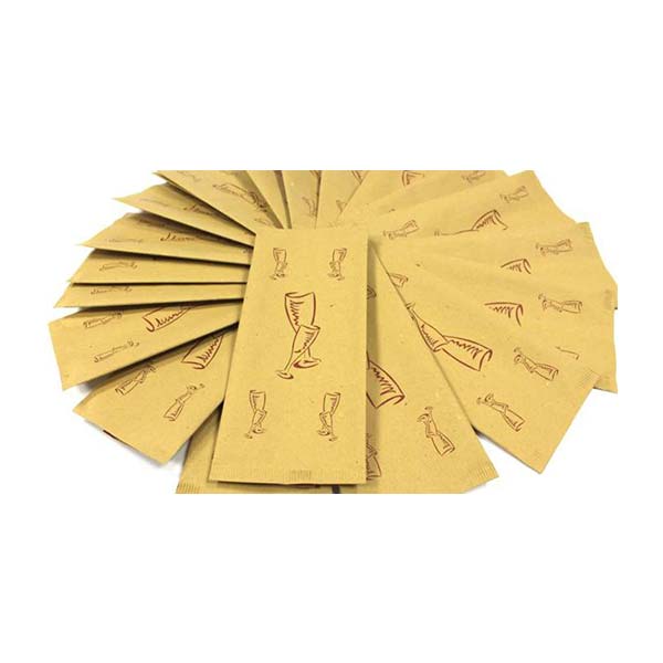 Porta Posate in Carta Paglia Paglia con Tovagliolo Bianco 38x38 - Conf.1000 pz.-