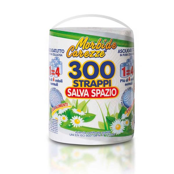 Rotoloni Rotoli Asciugatutto in Carta Multiuso 300 Strappi, Doppio Velo, per Alimenti