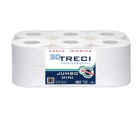 Carta Igienica uso professionale Jumbo Miniper dispenser a muro - Conf. 12 rotoli -