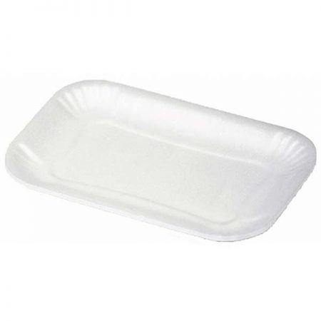 Vassoio polistirolo che può essere utilizzato come imballaggio per alimenti e altri prodotti fragili.