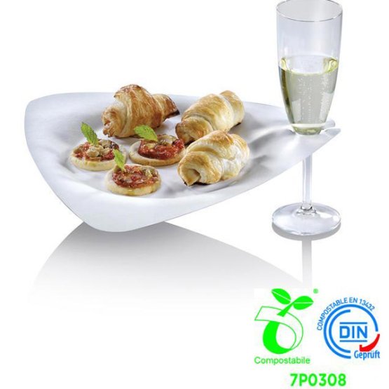 Piatto Bio SDG Ttriangolare TRIGON con Portabicchiere 50 Pz. - N462