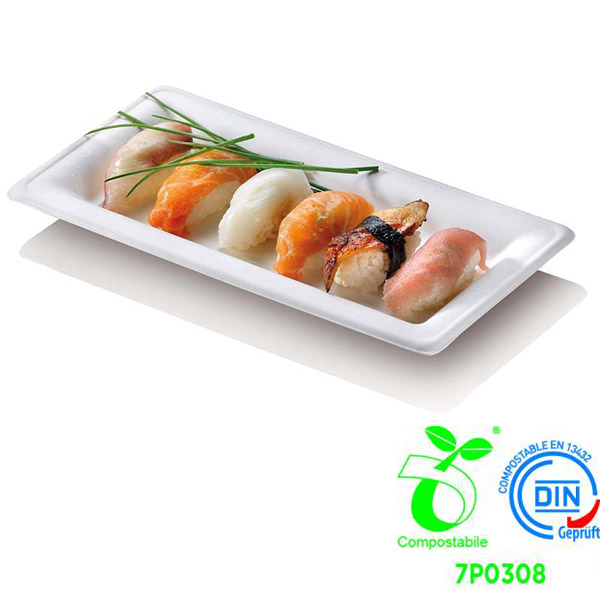 Piatto Bio Rettangolare Canna da Zucchero cm 26x13 Conf. 50 pz.- 433/P