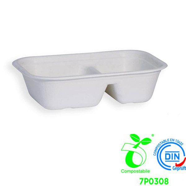 Vaschetta Bio SDG da asport 1000 ml, 2 scomparti 230x155x57mm 125 Pz. - N397