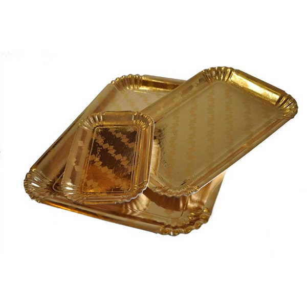 Vassoio in Cartone Oro per Dolci e Pasta n.2 cm 14X21,5- 10 pz