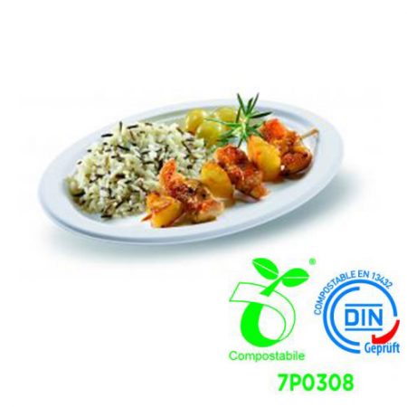 Piatto Bio Ovale Piano in Canna da Zucchero cm 26x19cm 500pz. - 414/P