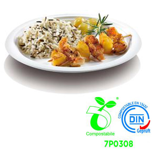 Piatto Bio Tondo Piano Polpa di Cellulosa Canna da Zucchero ø 26 cm 500Pz.- 404/P