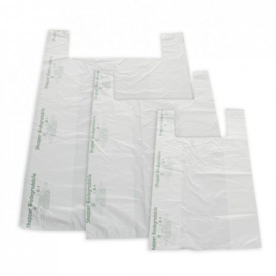 500 Sacchetti Shopper Biodegradabili Verdi 30x20x60 Cm, Per Ortofrutta E Alimentari, A Strappo Con Asola