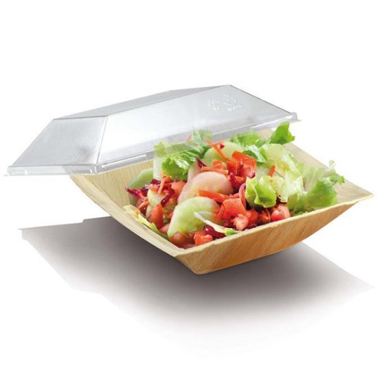 Piatto quadrato fondo in foglia di palma 16x16x4,5 cm SDG 100 Pz.