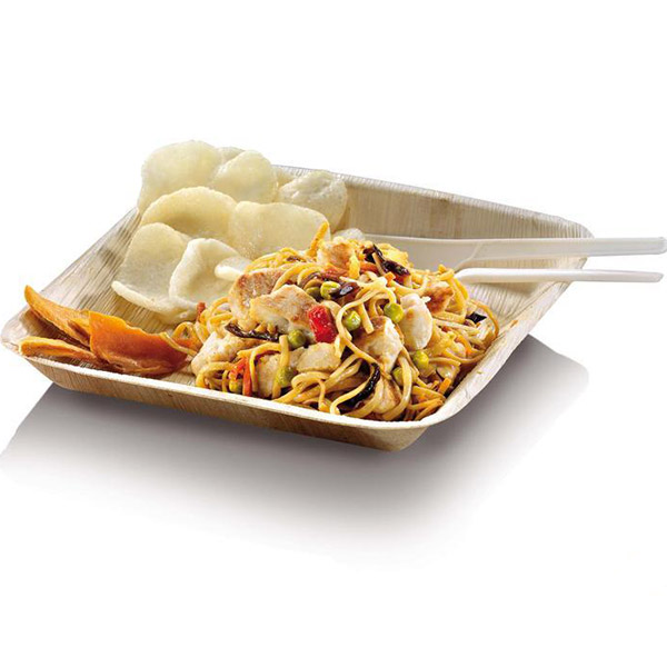 Piatto Bio quadrato in foglia di palma 23x22 cm SDG 25 Pz.