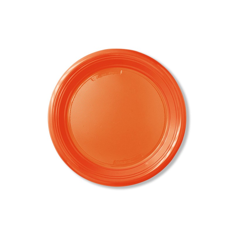 Piatti Piani Colorati Monouso Plastica 30 pz. - cm 21 - COLORE ARANCIONE