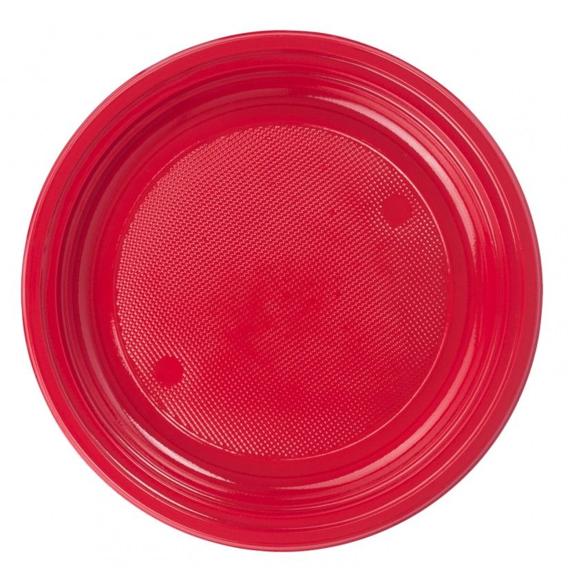 Piatti dessert - frutta Colorati Monouso Plastica 50 pz. - cm 18 - COLORE ROSSO