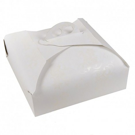 SCATOLA TORTA BIANCO DAMASCATO cm 45x45 - 10pz