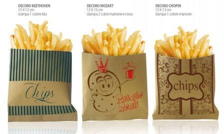 PORTA PATATINE, FRITTI - BUSTA IN CARTA ANTIGRASSO AVANA - 500pz