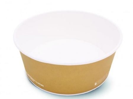 Ciotola e coperchio per asporto pokè, insalate, in cartoncino bio avana